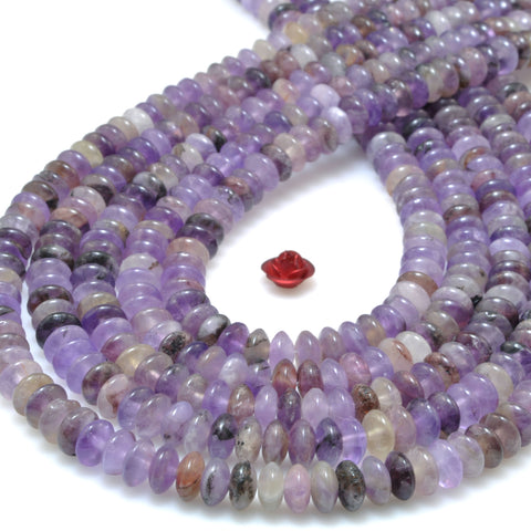 Natural Purple Amethyst Stone smooth disc rondelle beads wholesale loose gemstones for jewelry making DIY bracelet necklace