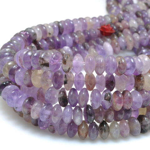 Natural Purple Amethyst Stone smooth disc rondelle beads wholesale loose gemstones for jewelry making DIY bracelet necklace