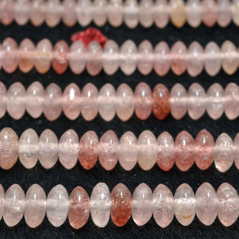 Natural Strawberry Quartz Stone smooth disc rondelle beads loose gemstones for jewelry making DIY bracelet necklace