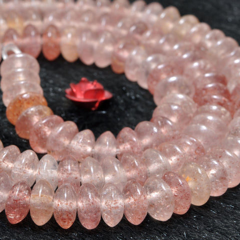 Natural Strawberry Quartz Stone smooth disc rondelle beads loose gemstones for jewelry making DIY bracelet necklace