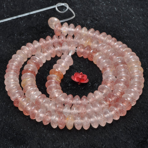 Natural Strawberry Quartz Stone smooth disc rondelle beads loose gemstones for jewelry making DIY bracelet necklace