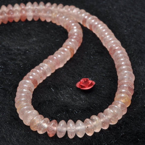 Natural Strawberry Quartz Stone smooth disc rondelle beads loose gemstones for jewelry making DIY bracelet necklace
