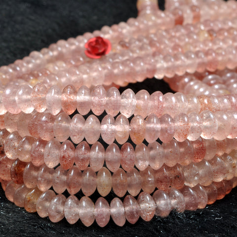 Natural Strawberry Quartz Stone smooth disc rondelle beads loose gemstones for jewelry making DIY bracelet necklace