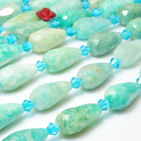 Natural Amazonite faceted teardrop loose beads wholesale gemstone semi precious stone for jewelry making DIY
