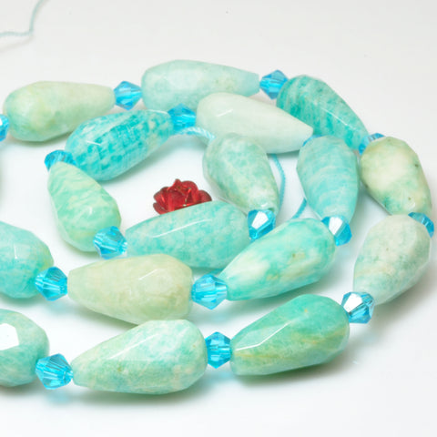 Natural Amazonite faceted teardrop loose beads wholesale gemstone semi precious stone for jewelry making DIY