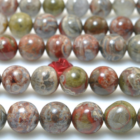 Natural Mushroom jasper smooth round beads green red pomergrabite stone loose gemstone wholeslae for jewelry making bracelet necklace