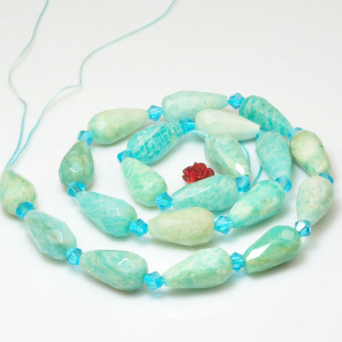 Natural Amazonite faceted teardrop loose beads wholesale gemstone semi precious stone for jewelry making DIY