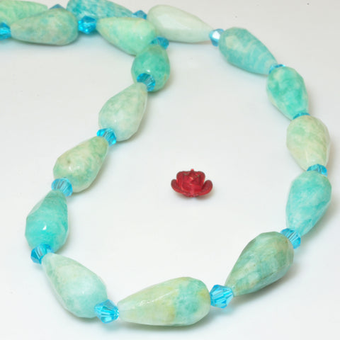 Natural Amazonite faceted teardrop loose beads wholesale gemstone semi precious stone for jewelry making DIY