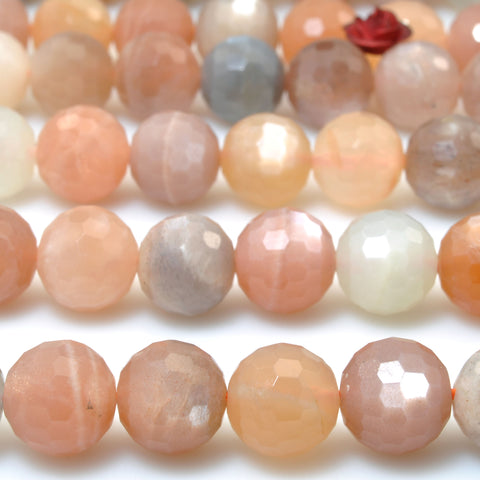 Natural Sunstone Multicolor faceted round beads loose gemstone wholesale for jewelry making bracelet necklace DIY