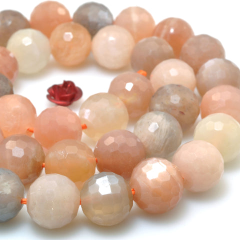 Natural Sunstone Multicolor faceted round beads loose gemstone wholesale for jewelry making bracelet necklace DIY