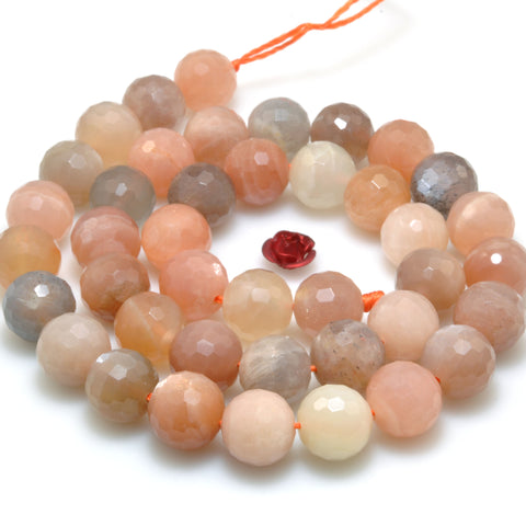 Natural Sunstone Multicolor faceted round beads loose gemstone wholesale for jewelry making bracelet necklace DIY