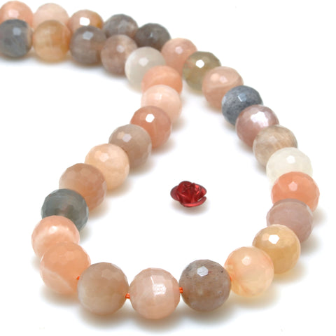 Natural Sunstone Multicolor faceted round beads loose gemstone wholesale for jewelry making bracelet necklace DIY
