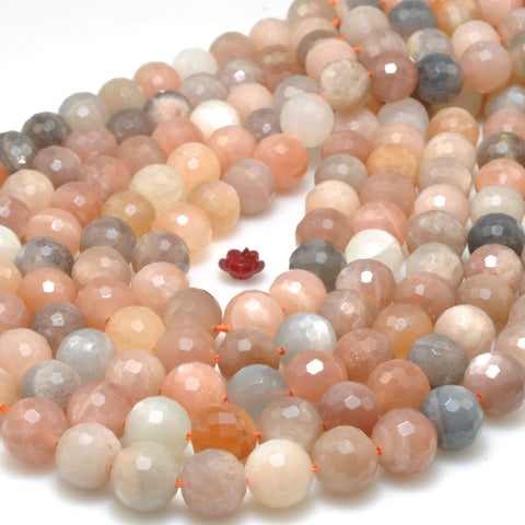 Natural Sunstone Multicolor faceted round beads loose gemstone wholesale for jewelry making bracelet necklace DIY