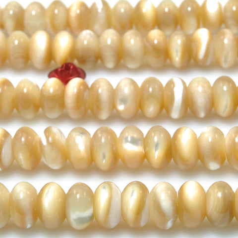 Yellow Mother of Pearl Shell smooth rondelle beads wholesale for jewelry making diy bracelet necklace