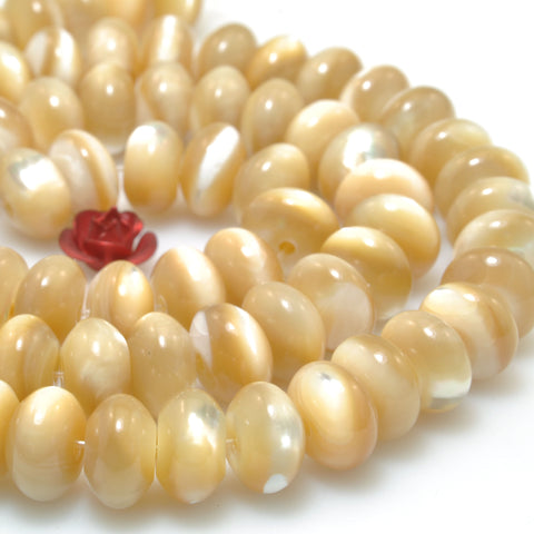 Yellow Mother of Pearl Shell smooth rondelle beads wholesale for jewelry making diy bracelet necklace