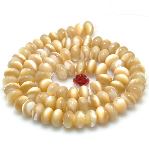Yellow Mother of Pearl Shell smooth rondelle beads wholesale for jewelry making diy bracelet necklace