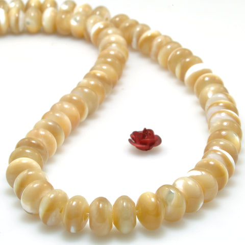 Yellow Mother of Pearl Shell smooth rondelle beads wholesale for jewelry making diy bracelet necklace