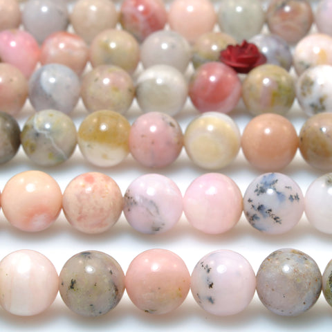 Natural pink opal gemstone smooth round loose beads gemstone wholesale jewelry making semi precious stone diy bracelet