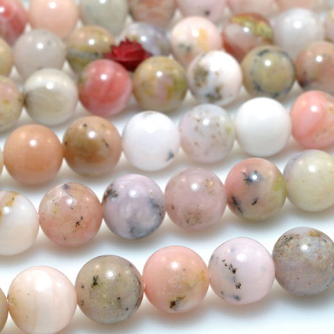 Natural pink opal gemstone smooth round loose beads gemstone wholesale jewelry making semi precious stone diy bracelet