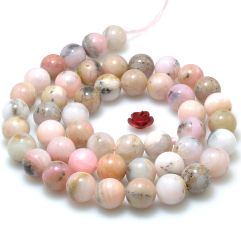 Natural pink opal gemstone smooth round loose beads gemstone wholesale jewelry making semi precious stone diy bracelet