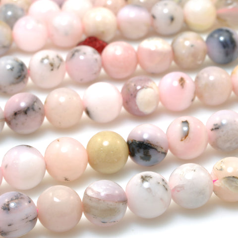 Natural Pink Opal smooth round loose beads wholesale gemstone jewelry making diy bracelet necklace