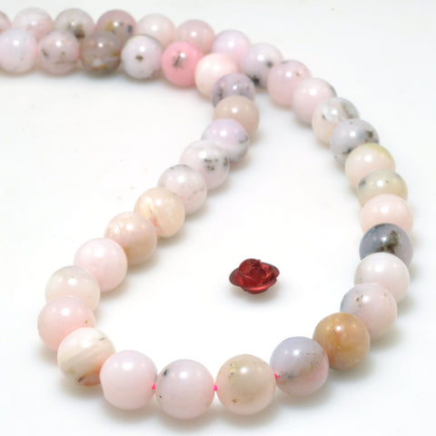 Natural Pink Opal smooth round loose beads wholesale gemstone jewelry making diy bracelet necklace