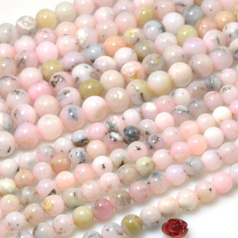 Natural Pink Opal smooth round loose beads wholesale gemstone jewelry making diy bracelet necklace
