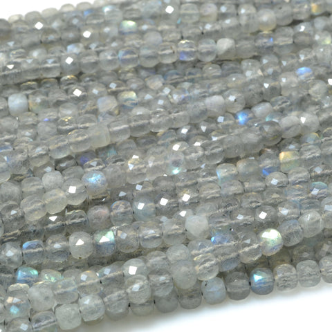 Natural Labradorite stone faceted cube beads loose gemstones wholesale for jewelry making bracelet necklace