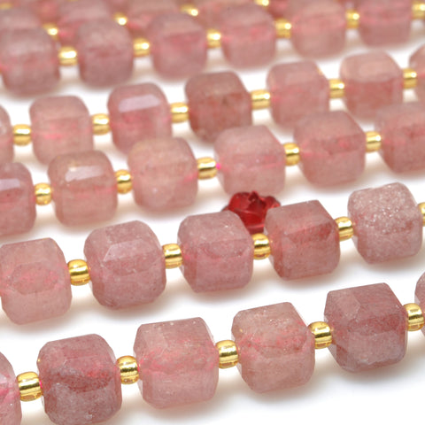 Natural Strawberry Quartz Stone faceted Cube beads wholesale loose gemstone for jewelry making bracelet neckalce DIY
