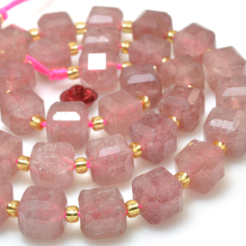 Natural Strawberry Quartz Stone faceted Cube beads wholesale loose gemstone for jewelry making bracelet neckalce DIY