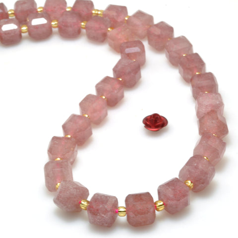 Natural Strawberry Quartz Stone faceted Cube beads wholesale loose gemstone for jewelry making bracelet neckalce DIY