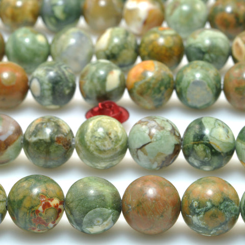 Natural Green Rhyolite Stone Smooth round loose beads wholesale gemstone for jewelry making diy bracelet necklace