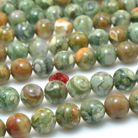Natural Green Rhyolite Stone Smooth round loose beads wholesale gemstone for jewelry making diy bracelet necklace