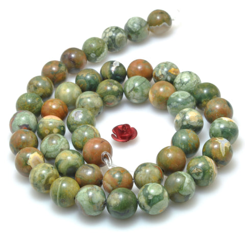 Natural Green Rhyolite Stone Smooth round loose beads wholesale gemstone for jewelry making diy bracelet necklace