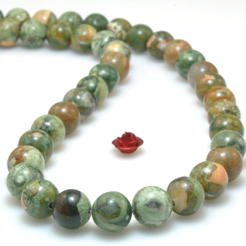 Natural Green Rhyolite Stone Smooth round loose beads wholesale gemstone for jewelry making diy bracelet necklace