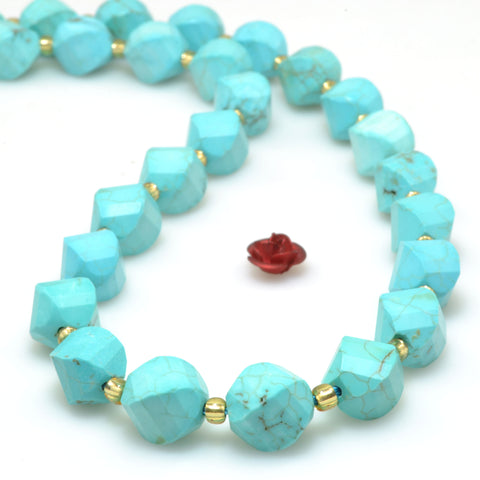 Blue Turquoise S faceted twisted round beads wholesale gemstones for jewelry making bracelets necklaces DIY