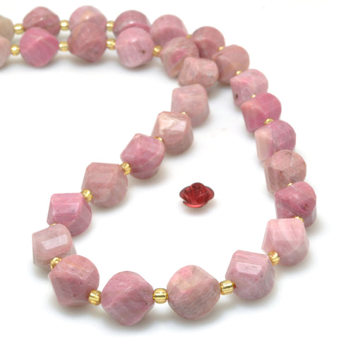 Natural Pink Rhodonite S faceted twisted round beads wholesale gemstones for jewelry making bracelets necklaces DIY