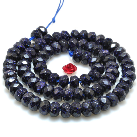 Blue Sandstone Goldstone faceted rondelle beads gemstone wholesale for jewelry making diy bracelet necklace
