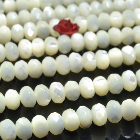 Natural Mother of Pearl Shell White MOP faceted rondelle beads wholesae loose gemstone for jewelry making diy