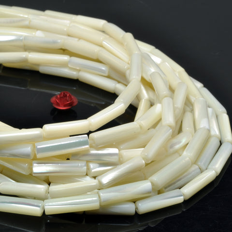 Natural White Mother of Pearl Shell MOP smooth tube loose beads wholesale gemstone jewelry making diy