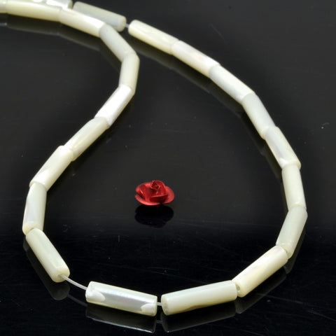 Natural White Mother of Pearl Shell MOP smooth tube loose beads wholesale gemstone jewelry making diy