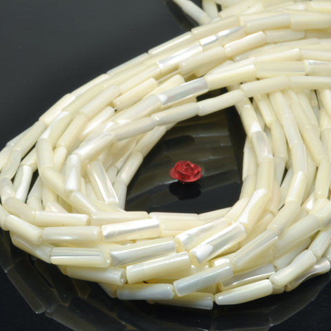 Natural White Mother of Pearl Shell MOP smooth tube loose beads wholesale gemstone jewelry making diy