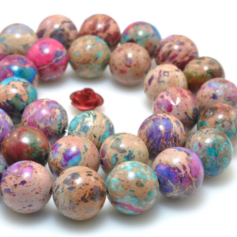 Galaxy Sea Sediment Imperial Jasper Smooth Round Loose Beads Gemstone wholesale Jewelry Making Stuff Diy Bracelet