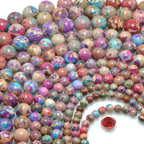 Galaxy Sea Sediment Imperial Jasper Smooth Round Loose Beads Gemstone wholesale Jewelry Making Stuff Diy Bracelet