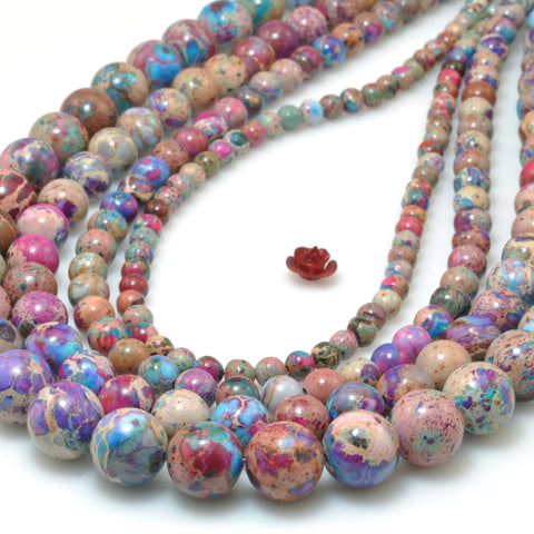 Galaxy Sea Sediment Imperial Jasper Smooth Round Loose Beads Gemstone wholesale Jewelry Making Stuff Diy Bracelet
