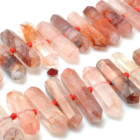 Natural Red Hematoid Quartz Points faceted double terminated point beads energy prism wholesale gemstone for jewelry making DIY