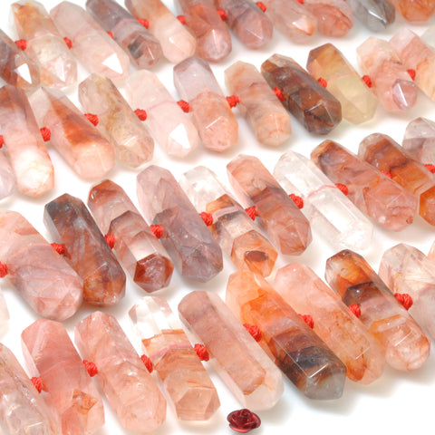 Natural Red Hematoid Quartz Points faceted double terminated point beads energy prism wholesale gemstone for jewelry making DIY
