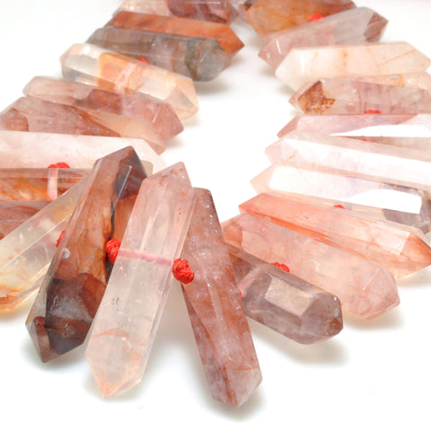 Natural Red Hematoid Quartz Points faceted double terminated point beads energy prism wholesale gemstone for jewelry making DIY