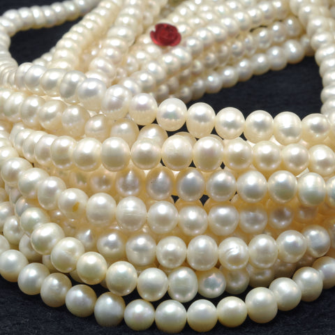 Natural White Fresh Water Pearl smooth egg beads wholesale for jewelry making diy bracelet necklace earrings design