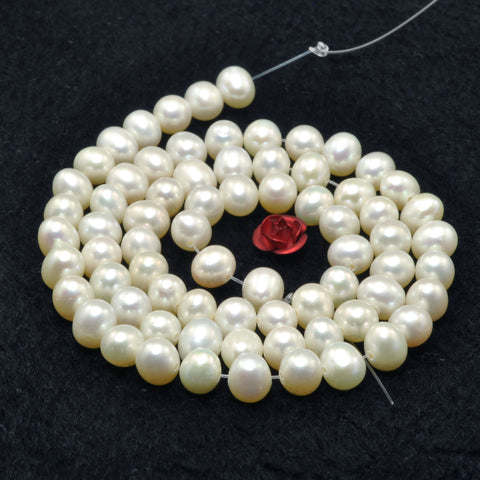 Natural White Fresh Water Pearl smooth egg beads wholesale for jewelry making diy bracelet necklace earrings design